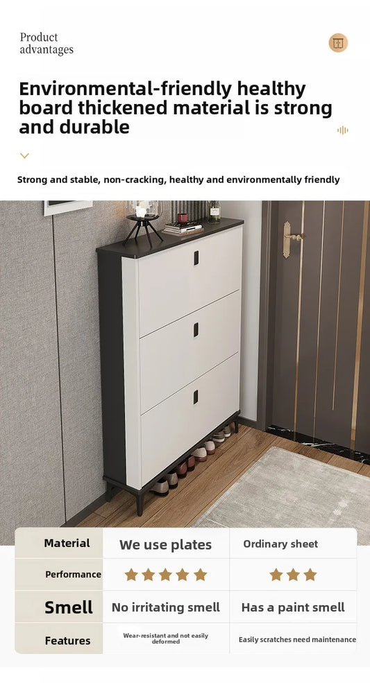 Ultra-Thin Entryway Shoe Cabinet with Large Capacity Flip-Type Storage Luxury Home Furniture