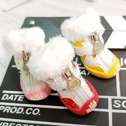 Snow Boots Shoes For Pets Dogs New 4pcs/lot Snow Anti-Skidding Small Animals Cat Puppy Boots Foot Wear Accessories Supplies