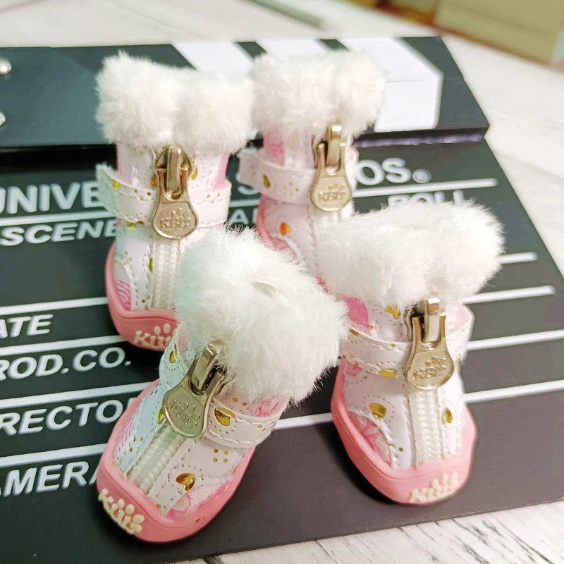 Snow Boots Shoes For Pets Dogs New 4pcs/lot Snow Anti-Skidding Small Animals Cat Puppy Boots Foot Wear Accessories Supplies