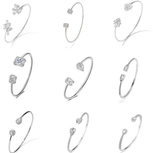 RAKOL BP2212 Fine Design Minimalist Colour Gemstone Zircon Dubai Bridal Adjustable Bangle Bracelets Jewellery Women