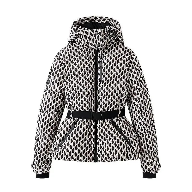 Women's new warm cotton clothes with belts, long-sleeved ski cotton jackets and jackets winter coat winter clothes women winter