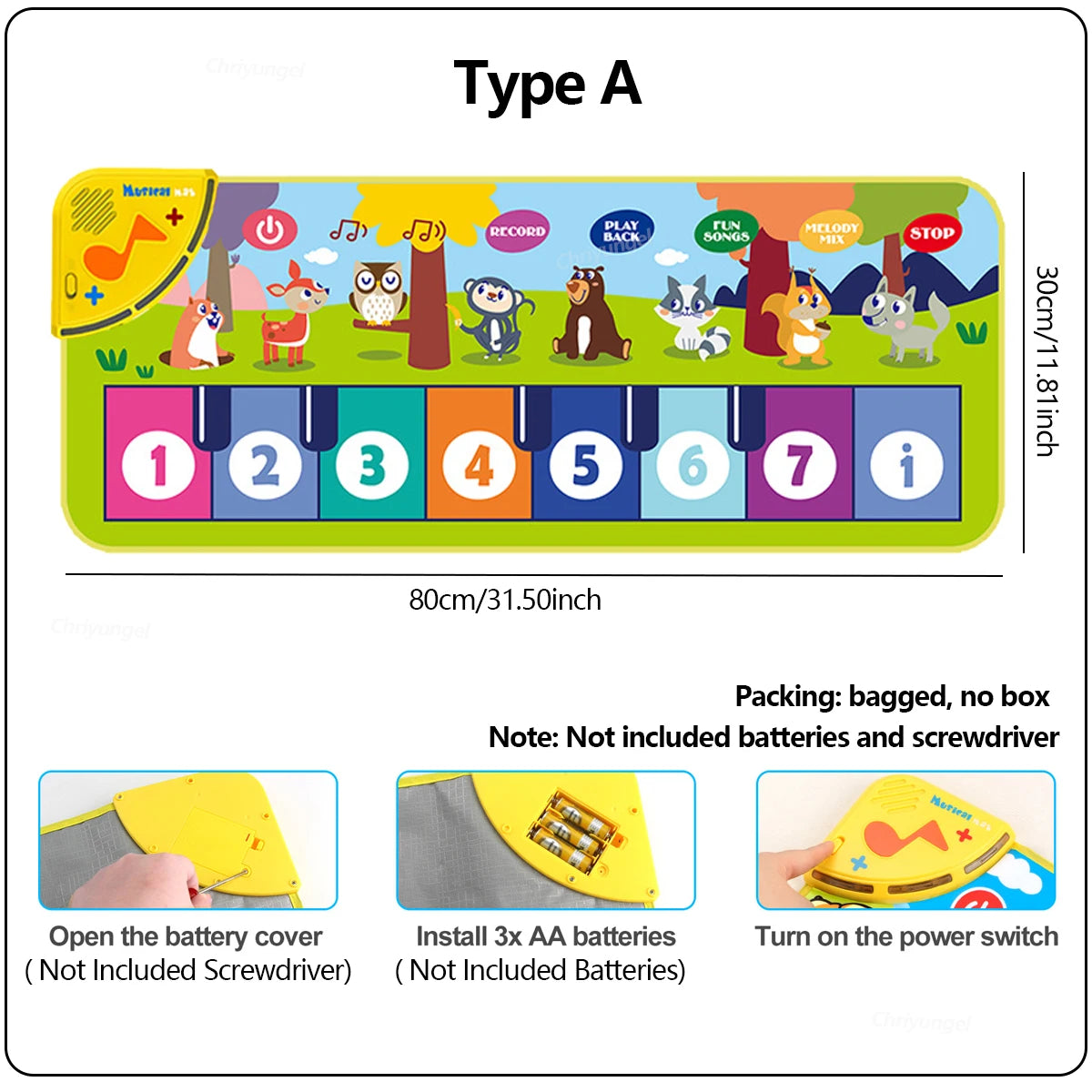 Piano Mat for Kids 80*30cm Toddler Birthday Gifts Music