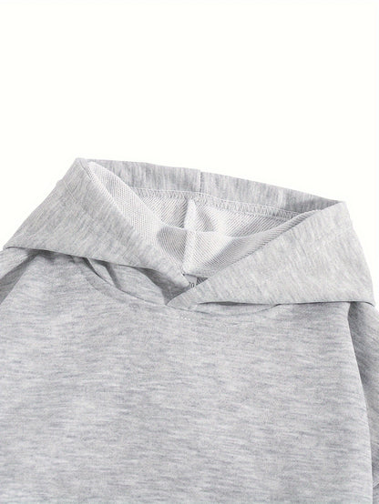 Girls 2pcs Print Hooded Sweatshirt & Letter Print Jogger Pants Set Kids Clothes For Gift, Sports, for Outdoor