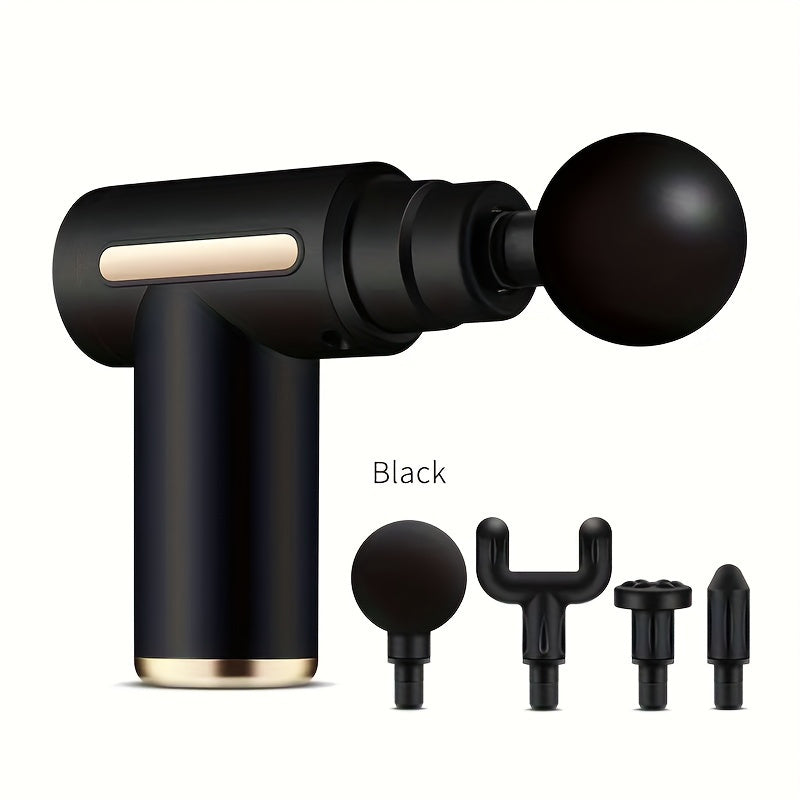 Portable Fascial Mini Massage Gun, Muscle Deep Tissue Massage Gun, Handheld Impact Massager, - Rechargeable, 4 Replaceable Massage Heads, Suitable for Home Office Gym Women's Birthday Gift Men's Dad Gift