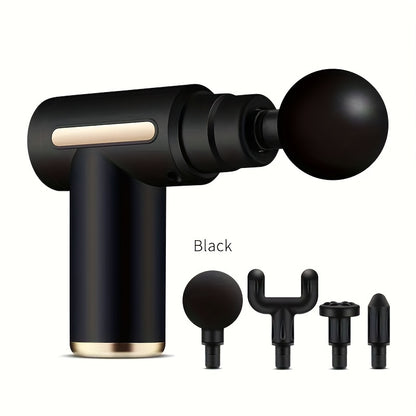 Portable Fascial Mini Massage Gun, Muscle Deep Tissue Massage Gun, Handheld Impact Massager, - Rechargeable, 4 Replaceable Massage Heads, Suitable for Home Office Gym Women's Birthday Gift Men's Dad Gift