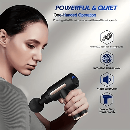 Portable Fascial Mini Massage Gun, Muscle Deep Tissue Massage Gun, Handheld Impact Massager, - Rechargeable, 4 Replaceable Massage Heads, Suitable for Home Office Gym Women's Birthday Gift Men's Dad Gift
