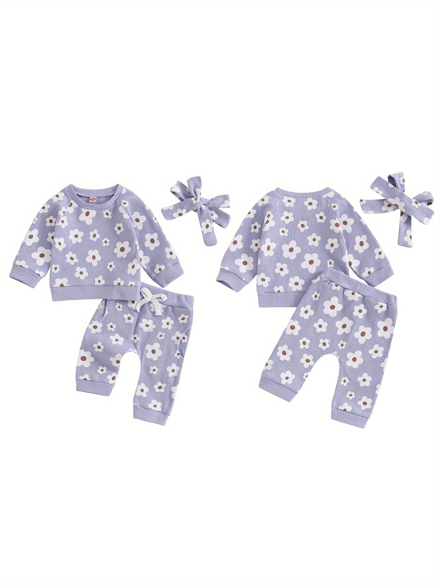 Toddler Baby Girl Fall Winter Clothes Newborn Infant Floral Pullover Sweatshirt T-Shirts+Pants 3pcs Outfits Set, Perfect for Outdoor