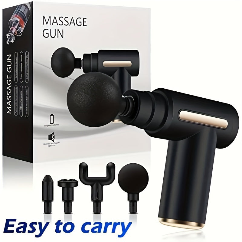 Portable Fascial Mini Massage Gun, Muscle Deep Tissue Massage Gun, Handheld Impact Massager, - Rechargeable, 4 Replaceable Massage Heads, Suitable for Home Office Gym Women's Birthday Gift Men's Dad Gift