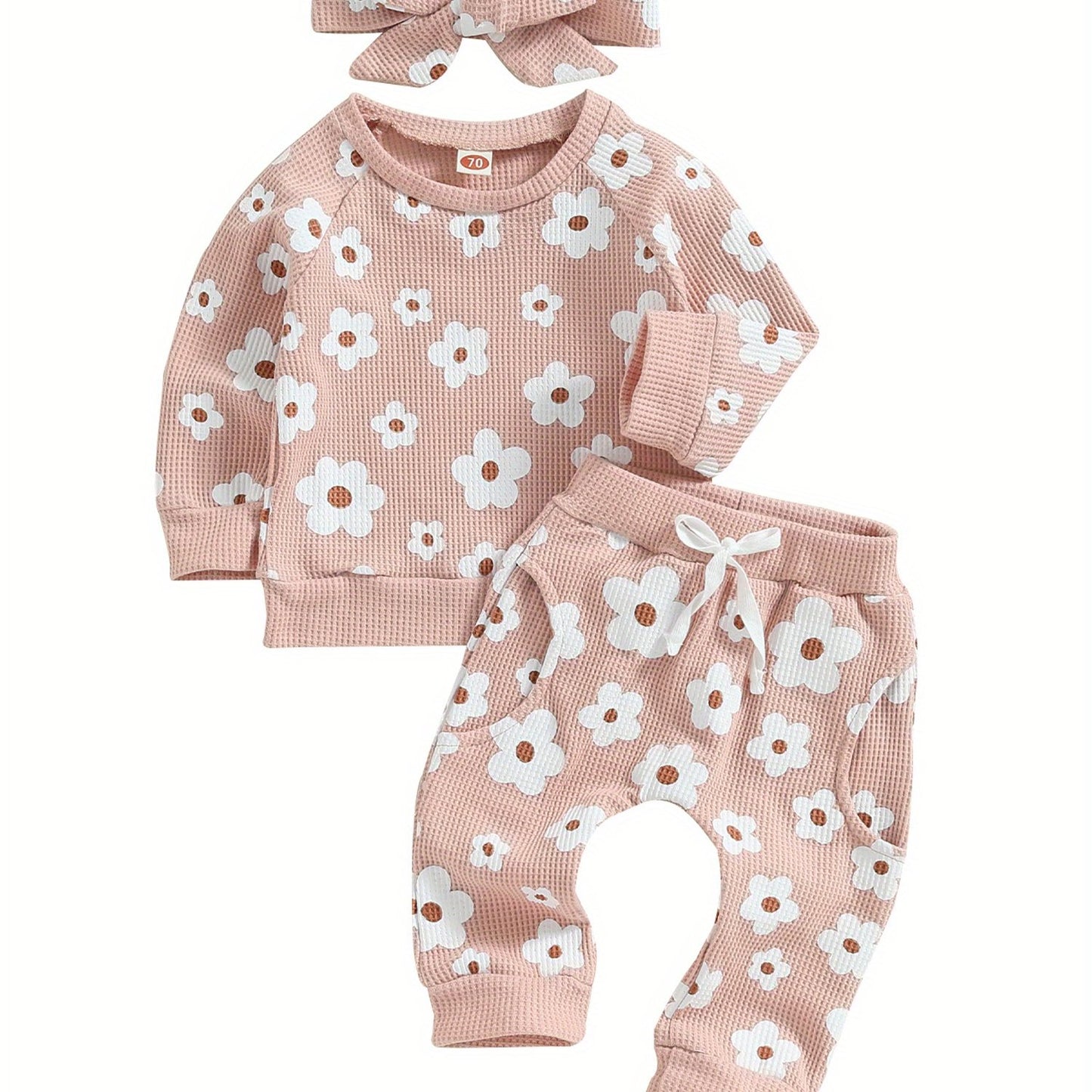 Toddler Baby Girl Fall Winter Clothes Newborn Infant Floral Pullover Sweatshirt T-Shirts+Pants 3pcs Outfits Set, Perfect for Outdoor