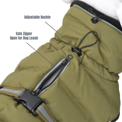Fit Dog Winter Jacket - Warm, Breathable & Windproof Outdoor Coat with Press Buckle Closure, 100% Polyester, Ideal for Small/Medium/Large Breeds - Green & Pink Options, Cold Weather Clothing|Breathable Dog Vest|Waterproof Out