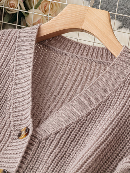 Stylish Solid Button Front Cardigan - Women's Long Sleeve Drop Shoulder Casual Outwear - Cozy Winter Clothing for Everyday Wear