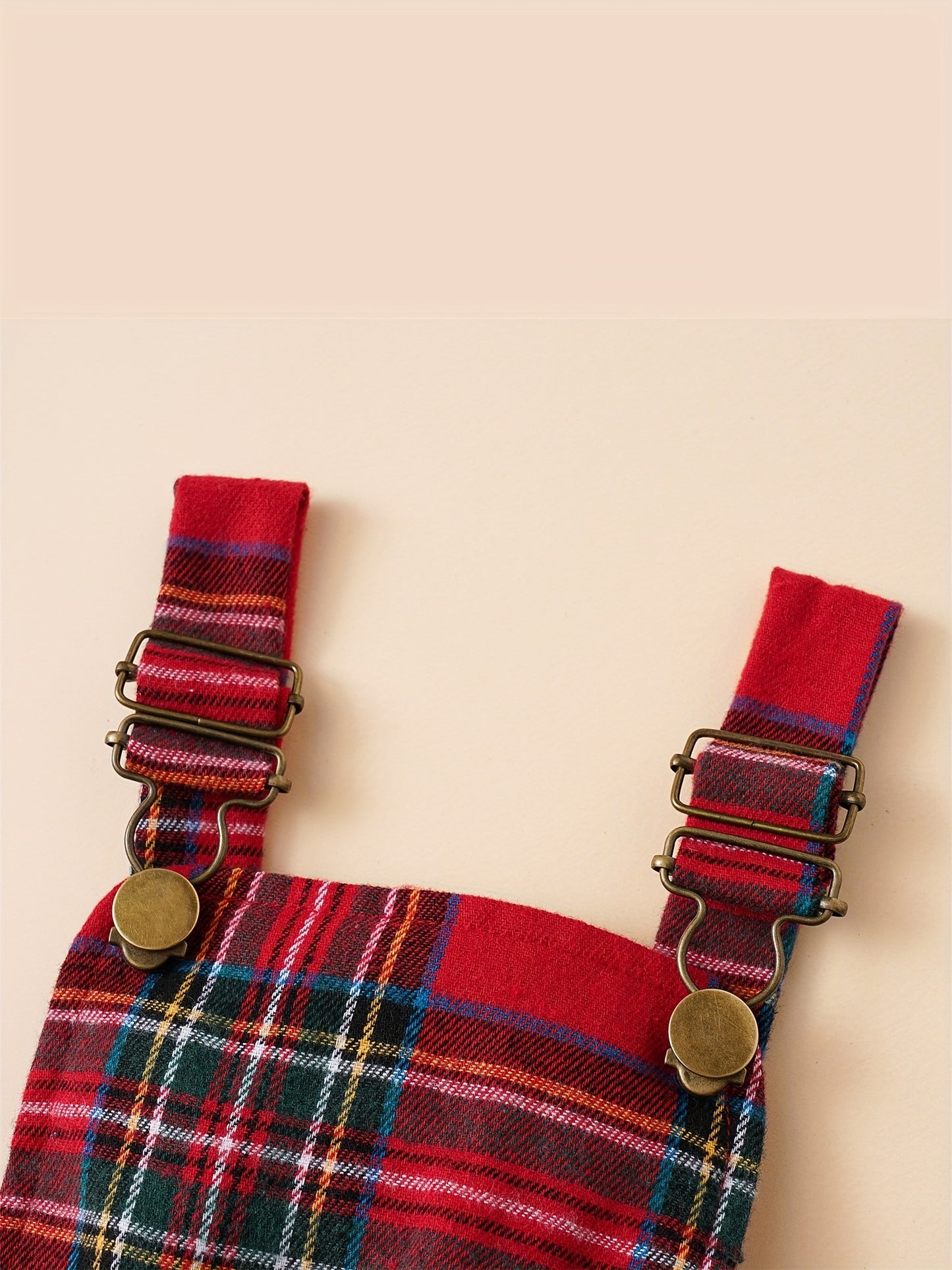 Baby Autumn and Winter Clothing Set Baby Girls 0-18 Months Romper and Plaid Strap Skirt and Headband