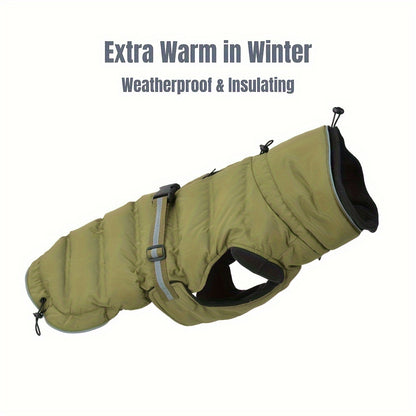 Fit Dog Winter Jacket - Warm, Breathable & Windproof Outdoor Coat with Press Buckle Closure, 100% Polyester, Ideal for Small/Medium/Large Breeds - Green & Pink Options, Cold Weather Clothing|Breathable Dog Vest|Waterproof Out