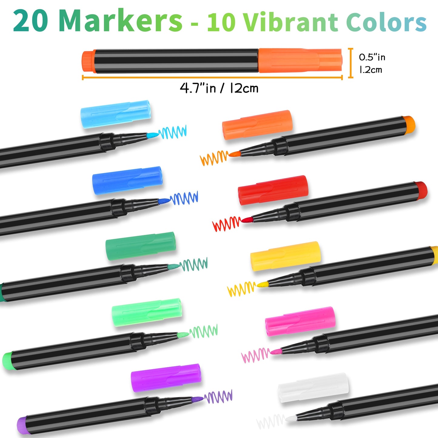 20 Vibrant Liquid Chalk Markers - Ultra Fine Point, Erasable, Wet Erase, Dry Erase Board Compatible, Non-Toxic, Quick-Drying, and Reversible for Acrylic Fridge Calendar, Clear Glass, Refrigerator White Board, Mirror, and Wind