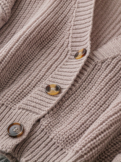 Stylish Solid Button Front Cardigan - Women's Long Sleeve Drop Shoulder Casual Outwear - Cozy Winter Clothing for Everyday Wear