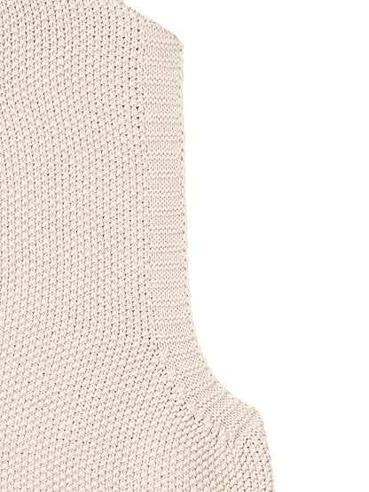 Women's Casual Solid Crew Neck Knitted Sleeveless Loose Fit Vest Sweater, Soft and Cozy Winter Clothing