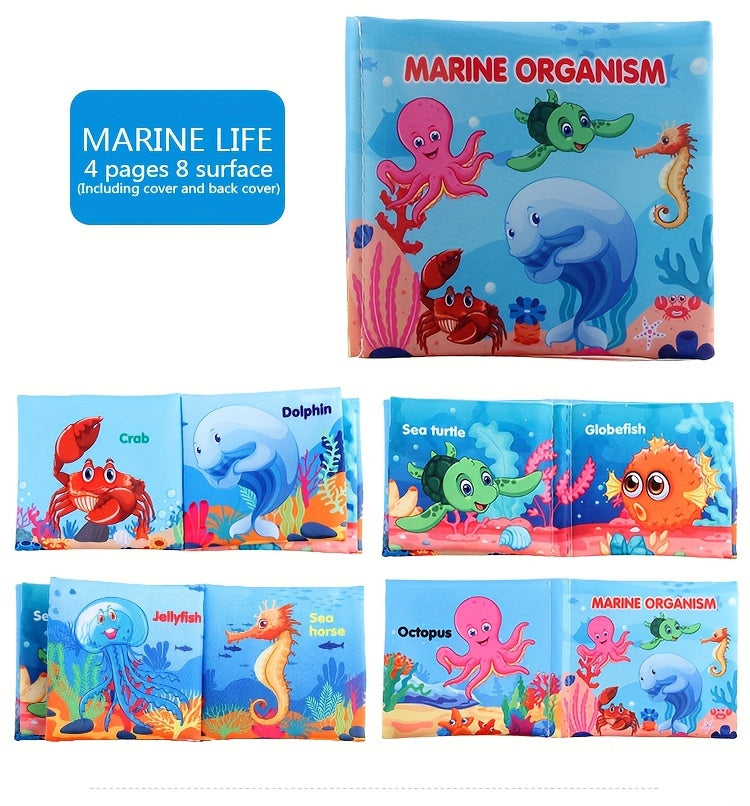 A Set Of 6 Cloth Book Baby Cloth Books Set, Wild Animal Cloth Book, Sea Animal Cloth Book, Fruit Cloth Book, Food Cloth Book Ocean Cloth Book, Character Cloth Book, Early Education Baby Toy Soft Book