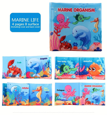 A Set Of 6 Cloth Book Baby Cloth Books Set, Wild Animal Cloth Book, Sea Animal Cloth Book, Fruit Cloth Book, Food Cloth Book Ocean Cloth Book, Character Cloth Book, Early Education Baby Toy Soft Book
