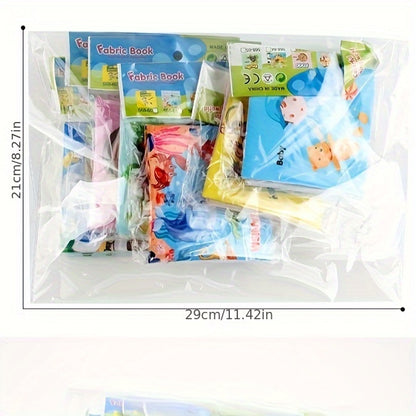 A Set Of 6 Cloth Book Baby Cloth Books Set, Wild Animal Cloth Book, Sea Animal Cloth Book, Fruit Cloth Book, Food Cloth Book Ocean Cloth Book, Character Cloth Book, Early Education Baby Toy Soft Book
