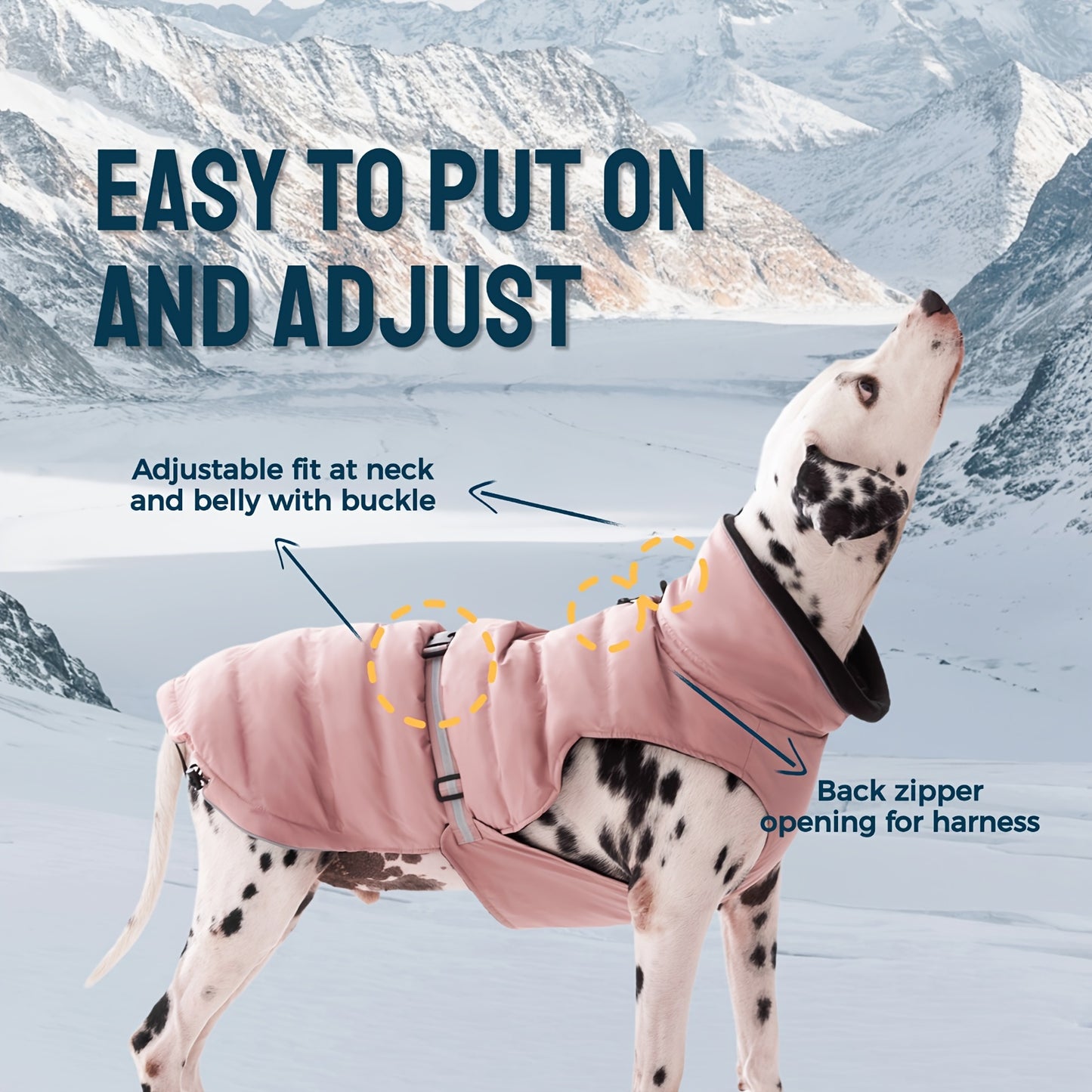 Fit Dog Winter Jacket - Warm, Breathable & Windproof Outdoor Coat with Press Buckle Closure, 100% Polyester, Ideal for Small/Medium/Large Breeds - Green & Pink Options, Cold Weather Clothing|Breathable Dog Vest|Waterproof Out
