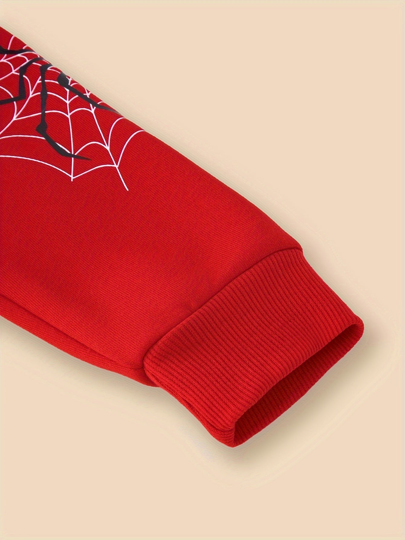 Boys Spider Print Hooded Jacket, Zip Up Warm Fleece Coat, Kids Clothes For Winter & Fall