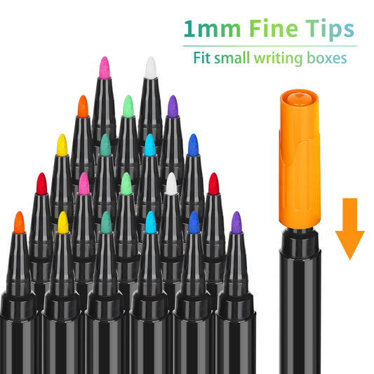 20 Vibrant Liquid Chalk Markers - Ultra Fine Point, Erasable, Wet Erase, Dry Erase Board Compatible, Non-Toxic, Quick-Drying, and Reversible for Acrylic Fridge Calendar, Clear Glass, Refrigerator White Board, Mirror, and Wind