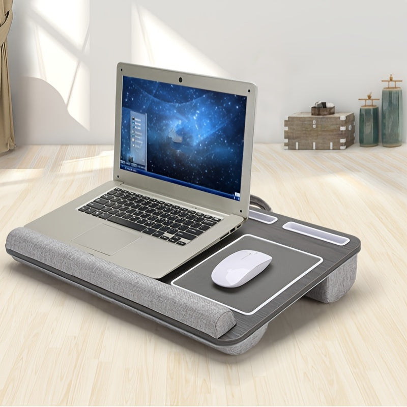 1pc Ergonomic Laptop Stand - Adjustable Lap Desk with Mouse Pad, Wrist Rest, and Media Slot for 17" Laptops - Perfect for Bed, Couch, and Home Office Use