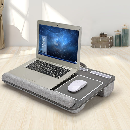 1pc Ergonomic Laptop Stand - Adjustable Lap Desk with Mouse Pad, Wrist Rest, and Media Slot for 17" Laptops - Perfect for Bed, Couch, and Home Office Use