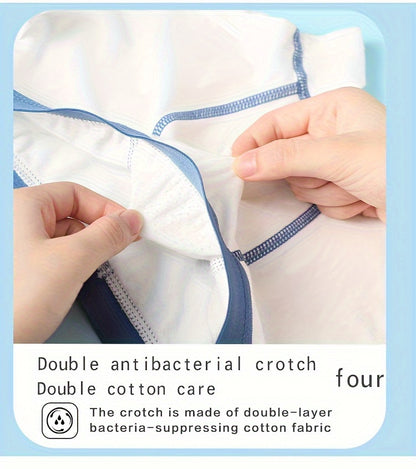 4pcs Kid & Teen Boy's Cotton Boxer Briefs, Cute Cartoon Astronaut Pattern Print Shorts, Comfy Breathable Soft Underwear, Kids Clothes Suitable For All Seasons