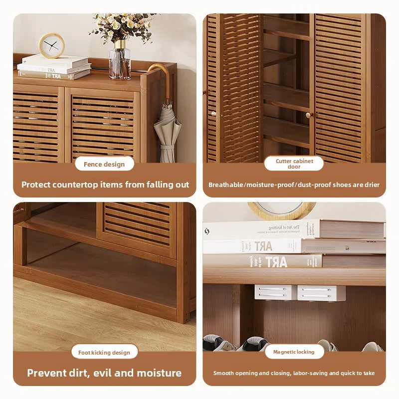 Large Capacity Dustproof New Model 40 Pairs Shoe Rack Simple Entryway Wooden Shoe Cabinet for Home Foyer Furniture