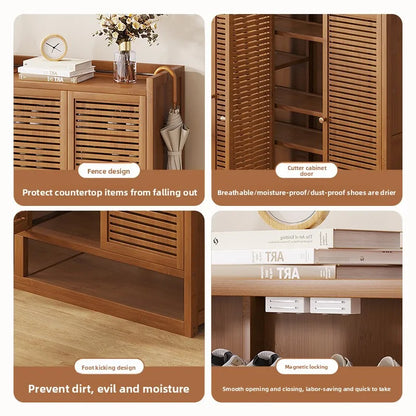 Large Capacity Dustproof New Model 40 Pairs Shoe Rack Simple Entryway Wooden Shoe Cabinet for Home Foyer Furniture