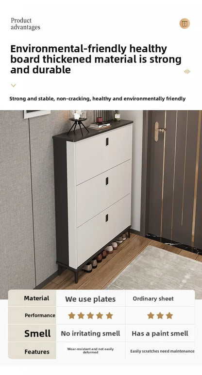Ultra-Thin Entryway Shoe Cabinet with  Large Capacity Flip-Type Storage Luxury Home Furniture