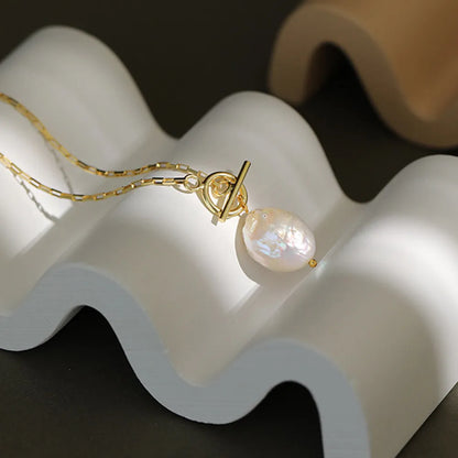 FUAMAY Dainty 925 Silver T Bar Baroque Freshwater Pearl Necklaces Pearls for Jewellery Making