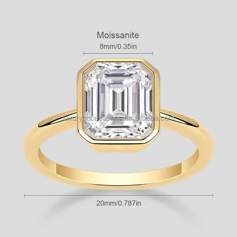 Luxury 14K Gold 2ct Cushion Cut Moissanite Diamond Engagement Ring 3Claws HollowFine Jewellery for Women's Party by Top Supplier
