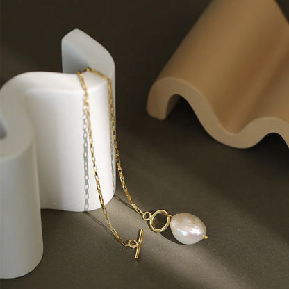 FUAMAY Dainty 925 Silver T Bar Baroque Freshwater Pearl Necklaces Pearls for Jewellery Making