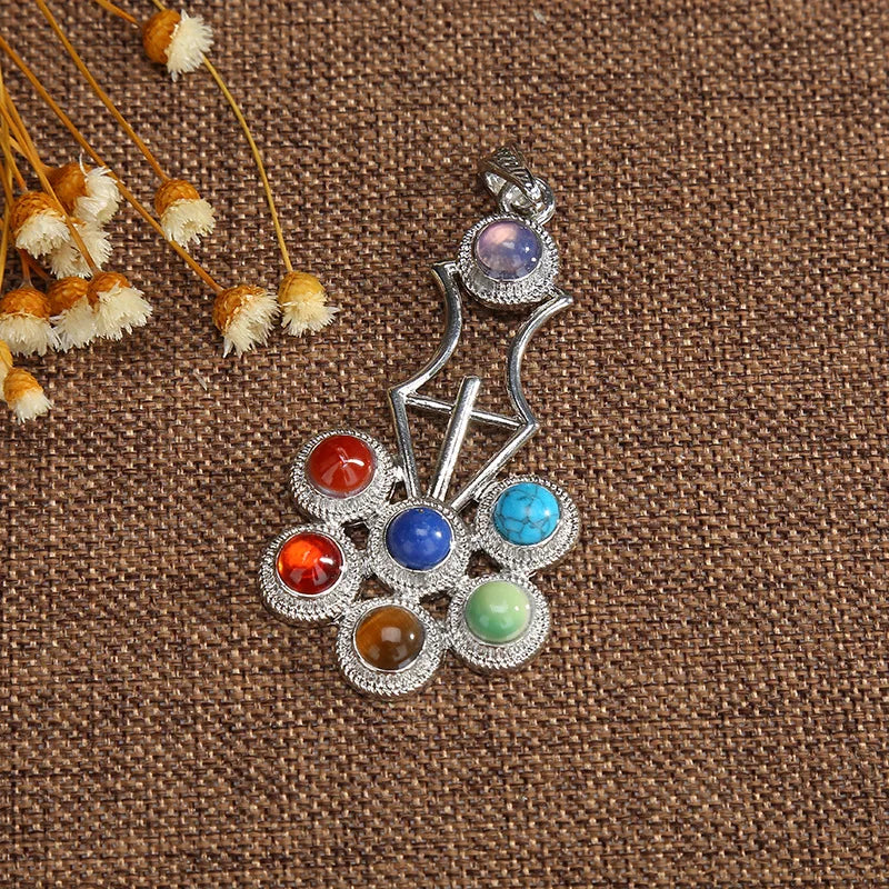 Jewellery Reiki 7 Chakra Stones Crystal Sterling Silver Healing Yoga Pendant Tree of Life Necklace for Women