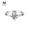 Messi Jewelry Classic 4 Prong 925 Silver 6.5mm 1 Carat Moissanite Engagement Wedding Ring Jewellery for Women