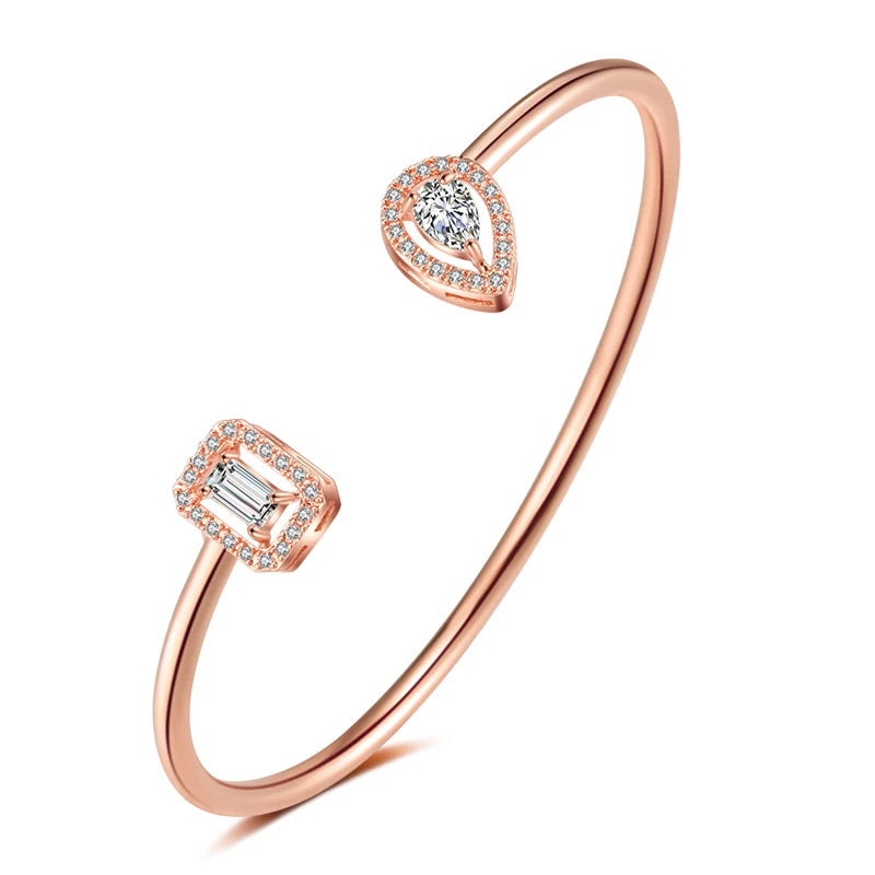 RAKOL BP2212 Fine Design Minimalist Colour Gemstone Zircon Dubai Bridal Adjustable Bangle Bracelets Jewellery Women