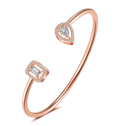 RAKOL BP2212 Fine Design Minimalist Colour Gemstone Zircon Dubai Bridal Adjustable Bangle Bracelets Jewellery Women