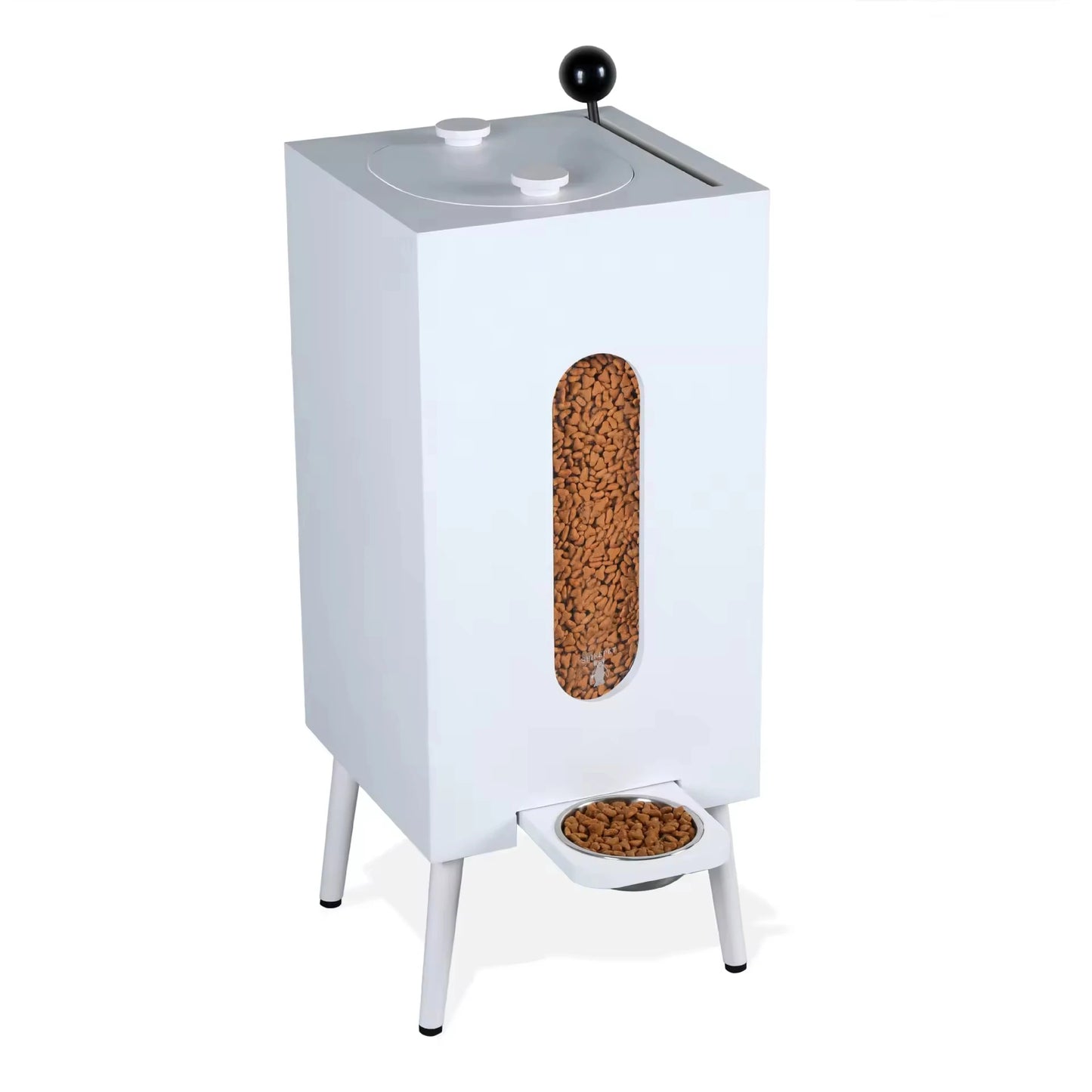Wholesale Walnut-Wood Pet Feeder | Large Capacity Gravity Food Dispenser | Manual Portion Control for Cats & Dogs