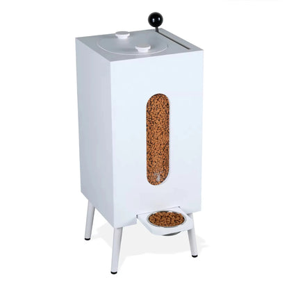 Wholesale Walnut-Wood Pet Feeder | Large Capacity Gravity Food Dispenser | Manual Portion Control for Cats & Dogs
