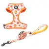 OEM Custom Pattern Leopard Print Breathable Mesh Pet Harness Set With Dog Leash Adjustable Soft Vest Neoprene Dog Harness Set