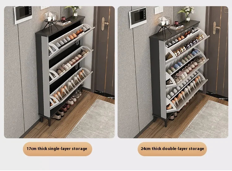 Ultra-Thin Entryway Shoe Cabinet with  Large Capacity Flip-Type Storage Luxury Home Furniture