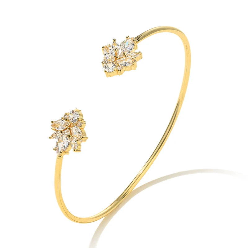 RAKOL BP2212 Fine Design Minimalist Colour Gemstone Zircon Dubai Bridal Adjustable Bangle Bracelets Jewellery Women