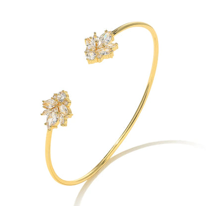 RAKOL BP2212 Fine Design Minimalist Colour Gemstone Zircon Dubai Bridal Adjustable Bangle Bracelets Jewellery Women