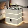 High-End Luxury Smart Bedside Table Modern Solid Wood Nightstand Wireless Charging Multifunctional Bedroom Furniture for Living