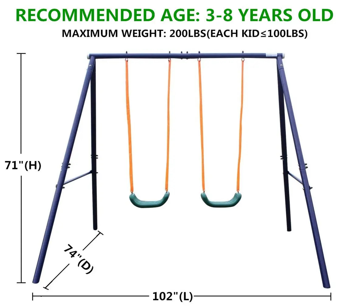 Modern Comfortable Double Seat Outdoor Swing for Children Stainless Steel Frame PE PP for Home Garden Park School Furniture