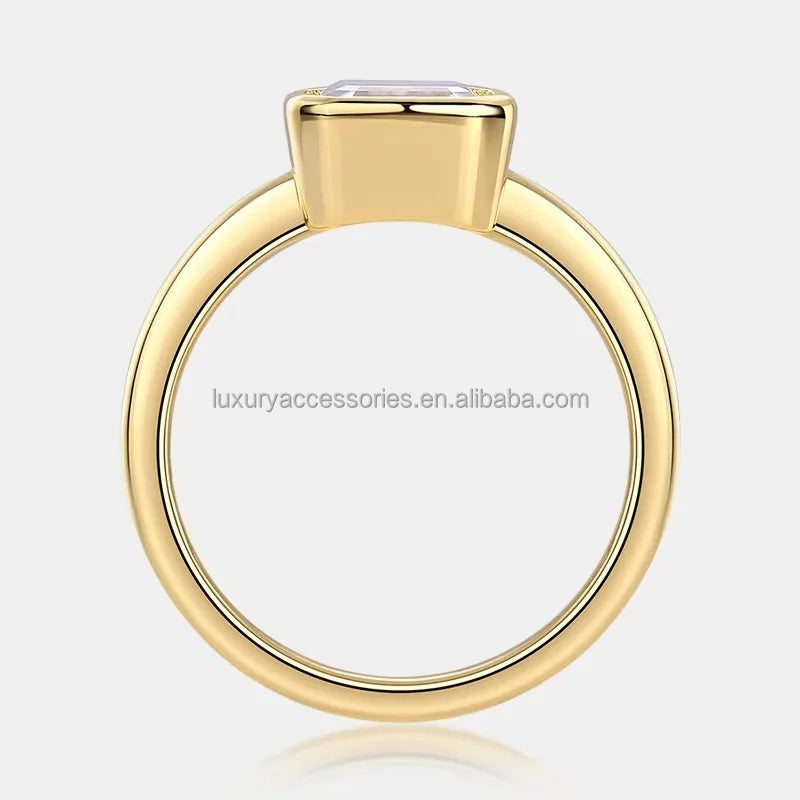 Luxury 14K Gold 2ct Cushion Cut Moissanite Diamond Engagement Ring 3Claws HollowFine Jewellery for Women's Party by Top Supplier