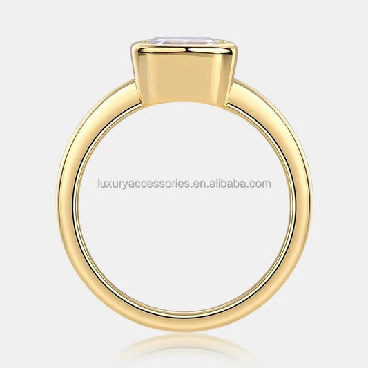 Luxury 14K Gold 2ct Cushion Cut Moissanite Diamond Engagement Ring 3Claws HollowFine Jewellery for Women's Party by Top Supplier