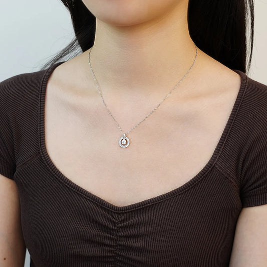 Best Sale High End Jewellery 0.5ct 1carat 925 Sterling Silver Double Circle Wedding VVS Moissanite Pendant Necklace for Women